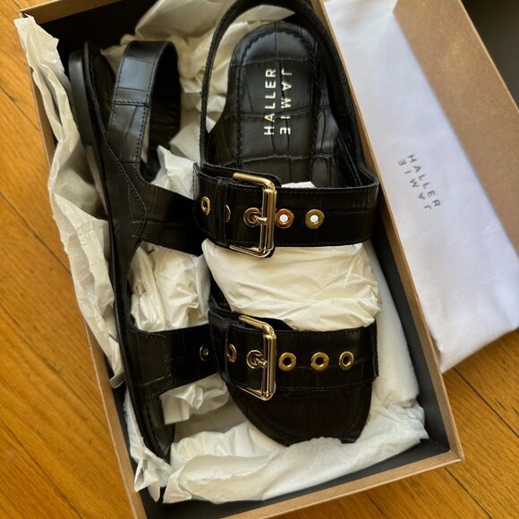 Jamie Haller Double Buckle Slides Black Croc size 39 - Picture 6 of 7